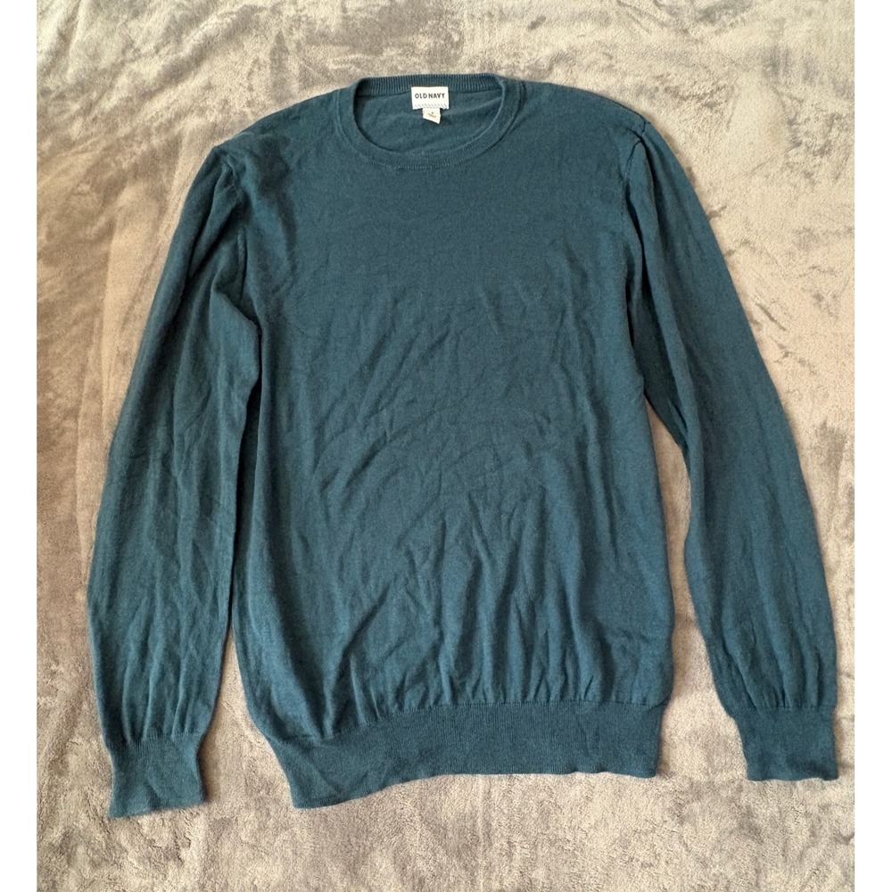 Old Navy Mens Crew Neck Sweater Medium Teal Blue Soft Knit Layering Top